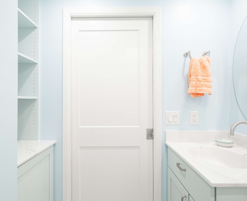 A basement remodel in Madison, WI that transformed an unfinished basement into a rec room, complete with a private full bath. The layout gives the kids a place that’s entirely their own: room to run around, play with toys, and sleep. 