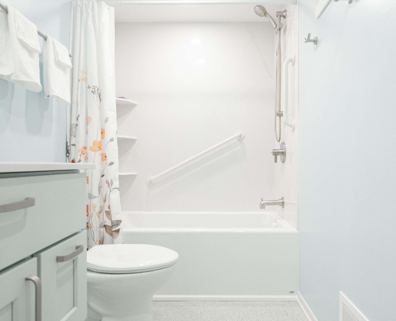 A basement remodel in Madison, WI that transformed an unfinished basement into a rec room, complete with a private full bath. The layout gives the kids a place that’s entirely their own: room to run around, play with toys, and sleep. 