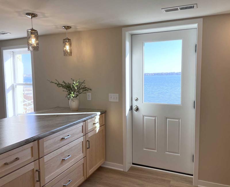We remodeled this basement in Madison, WI, into a spacious, yet efficient, apartment that is full of natural light and lots of storage.