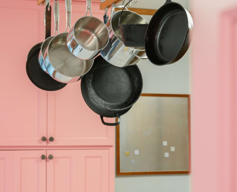 A kitchen gut and remodel in Madison that features a bold color palette and tons of storage. 
