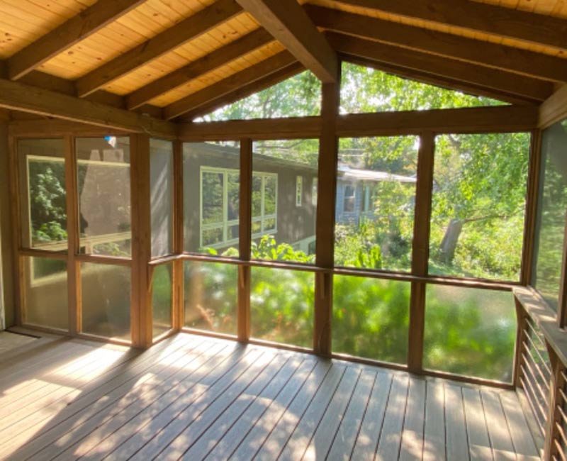 This screen porch addition in Madison, WI, created a spacious and inviting retreat from the mosquitoes.