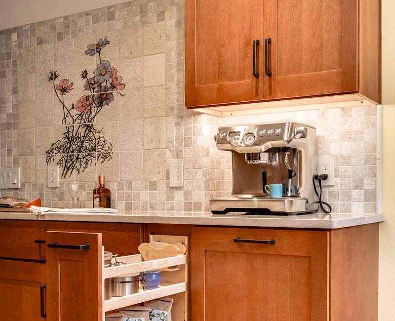 This whole-house remodel in Madison, WI, provided the homeowners with an updated kitchen, dining room, living room, library, entryway, and powder room.