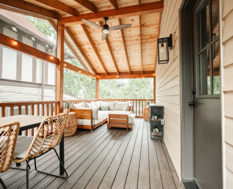 A screened-in porch addition for a historic Madison, WI home. We built a durable screened-in porch for shaded outdoor living; an open, sunny side deck; and a spiral staircase for backyard access. 
